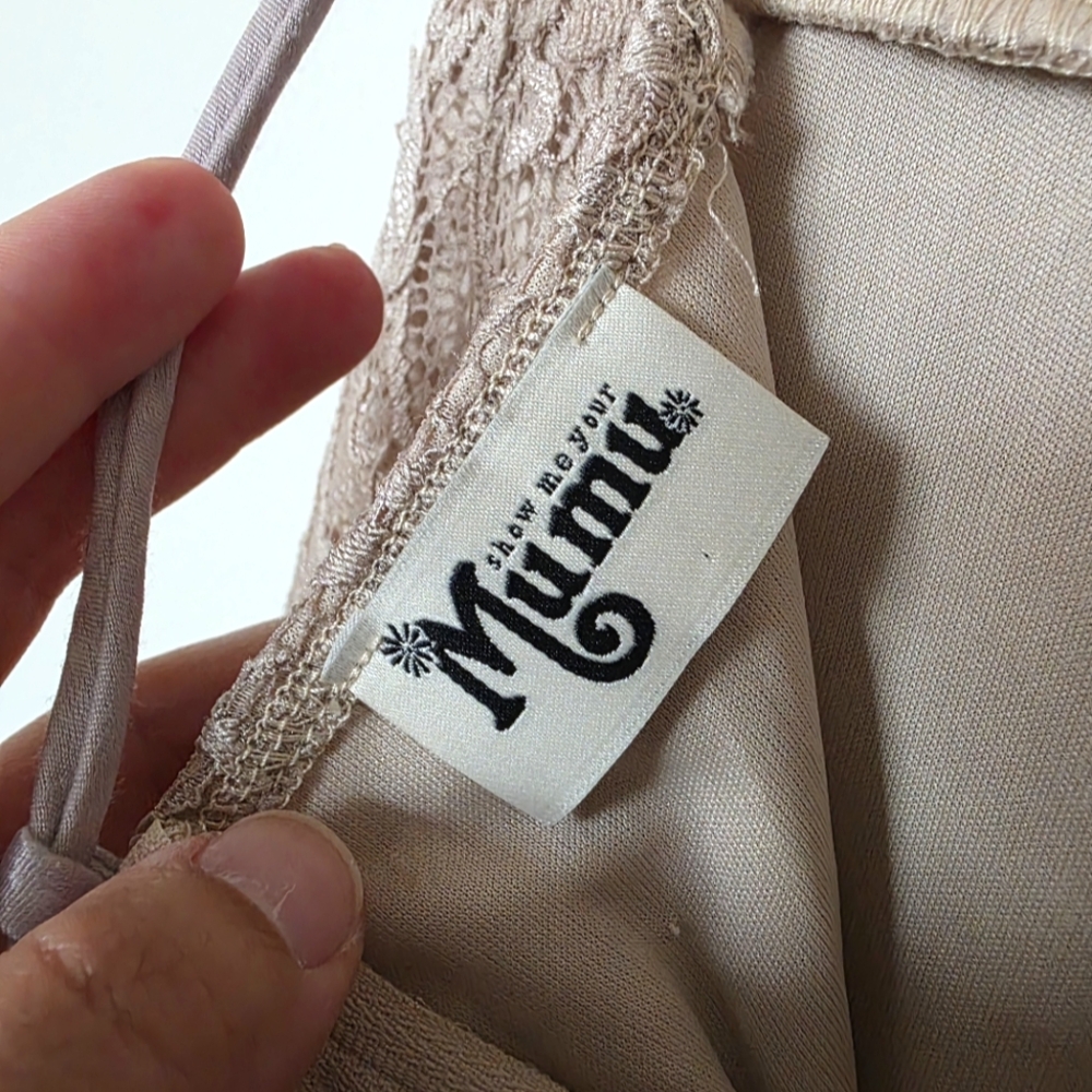 Show Me‎ Your Mumu Lace Dress in Dusty Pink Criss Cross Corset Lace Up Sz. Med - Picture 10 of 10